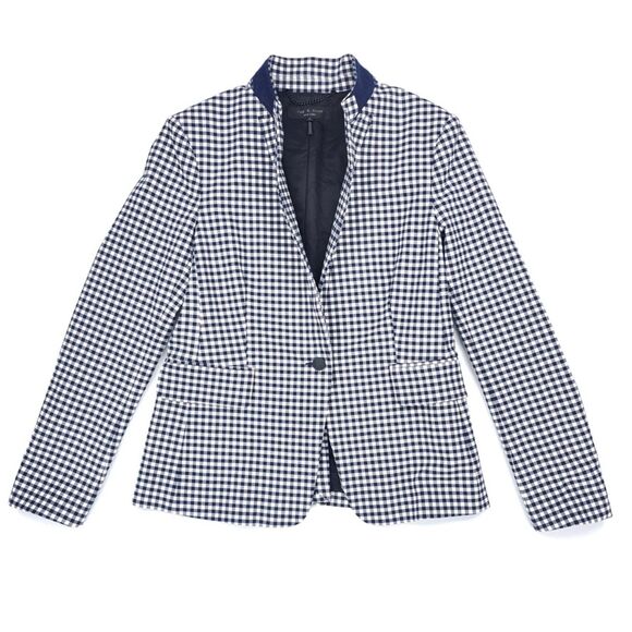 NEW Rag & Bone Archer Gingham Blazer Black White Plaid Old Money Preppy Academia - Picture 3 of 13